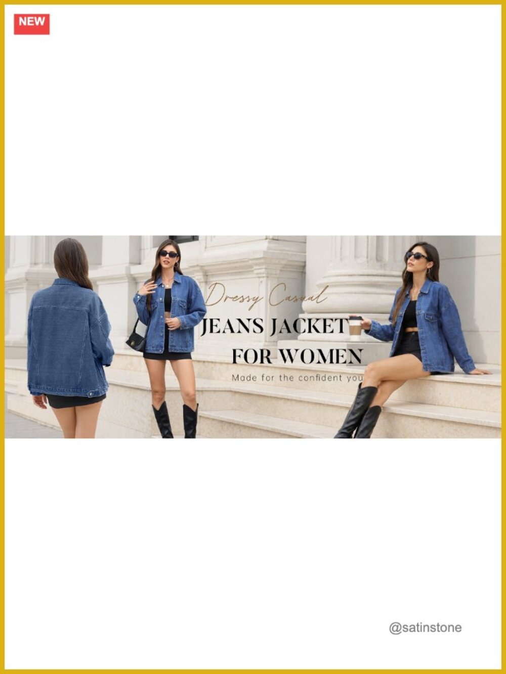 Oversized Button Down Denim Jean Jacket Chest Pockets Loose Fit - Picture 5 of 6